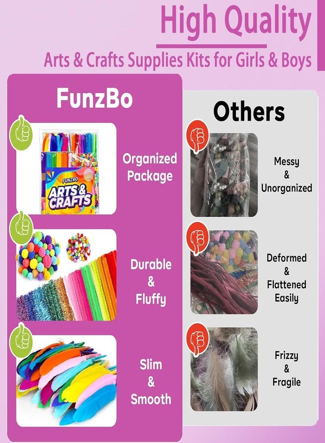 FUNZBO 1200pcs+ Arts & Crafts Supplies for Kids- Craft Kits with Pipe Cleaners, Pom Poms for Crafts, Popsicle Sticks for Craft, Craft for Kids Ages 4-8 Girls & Boys Birathday Gifts - Image 3